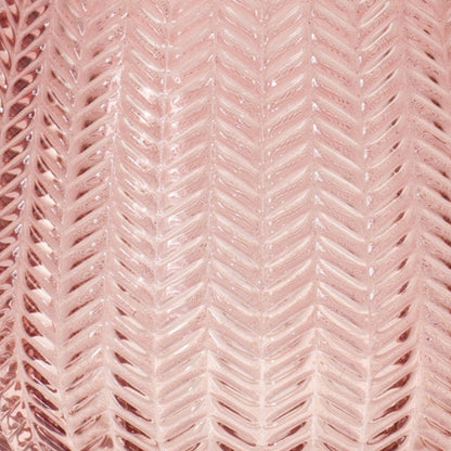 8" Pink Glass Textured Leaf Pattern Round Table Vase - Loft&Timber