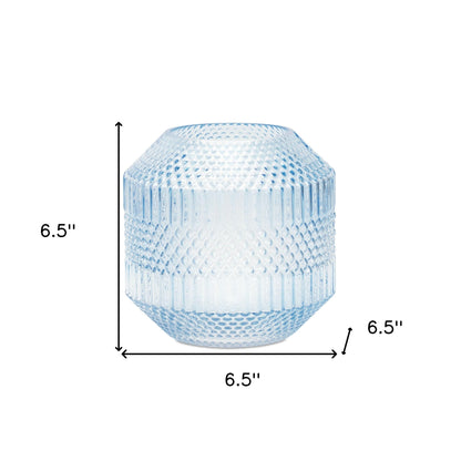 7" Pale Blue Geometric Cylinder Glass Table Vase - Loft&Timber