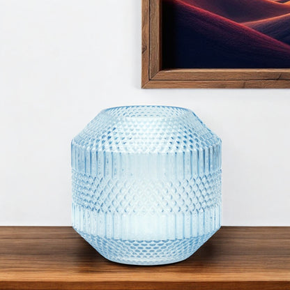 7" Pale Blue Geometric Cylinder Glass Table Vase - Loft&Timber