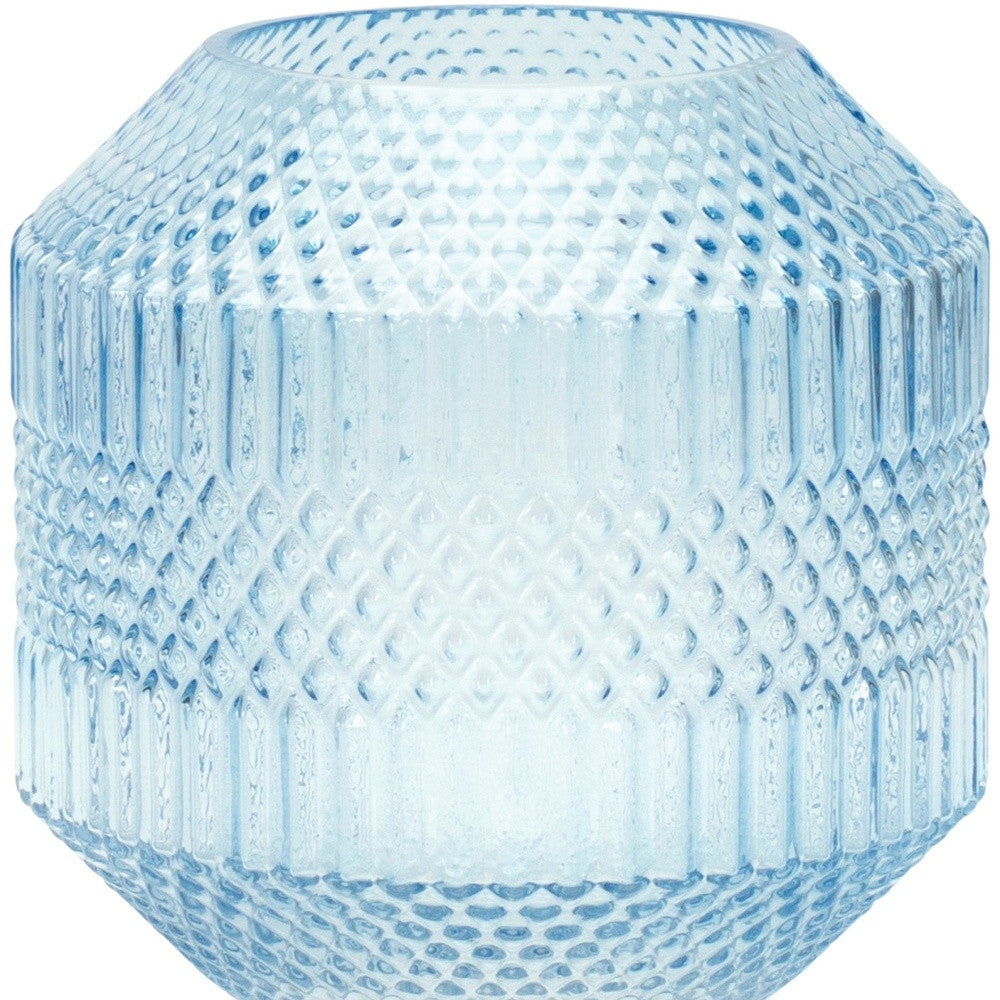 8" Pale Blue Geometric Cylinder Glass Table Vase - Loft&Timber