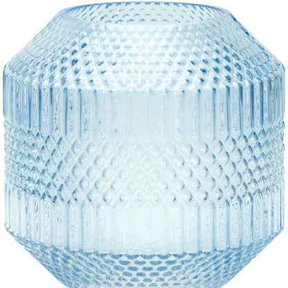 8" Pale Blue Geometric Cylinder Glass Table Vase - Loft&Timber