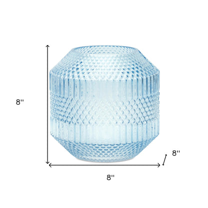 8" Pale Blue Geometric Cylinder Glass Table Vase - Loft&Timber