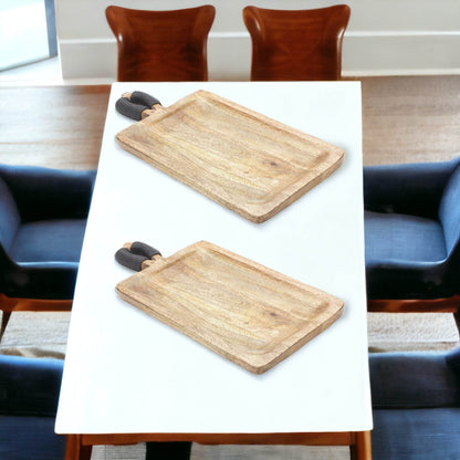 Set of Two Brown Solid Wood Cheese Boards - Loft&Timber