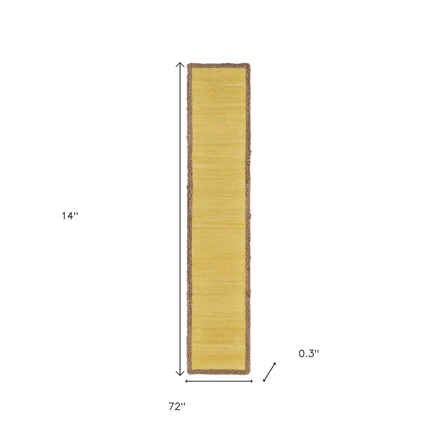 72" Yellow And Natural Cotton And Jute Table Runner - Loft&Timber