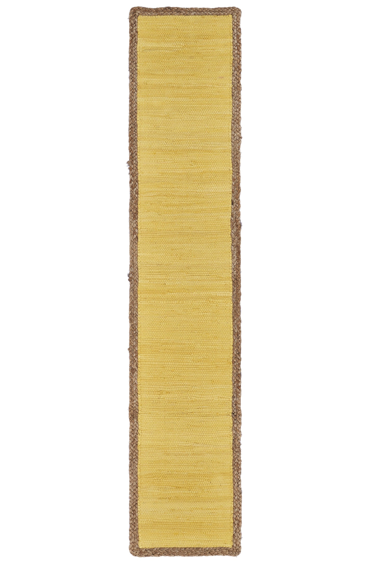 72" Yellow And Natural Cotton And Jute Table Runner - Loft&Timber