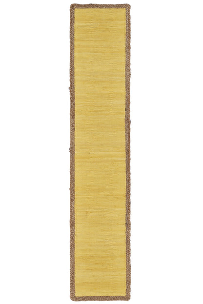 72" Yellow And Natural Cotton And Jute Table Runner - Loft&Timber