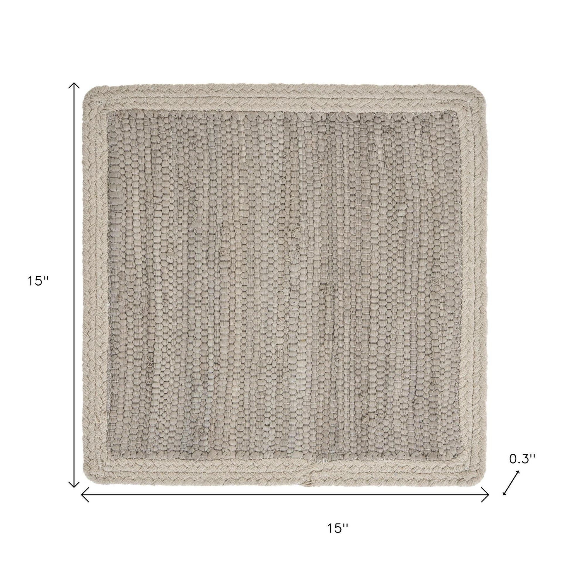 15" Set of Four Natural Solid With Border Cotton Square Placemats-5