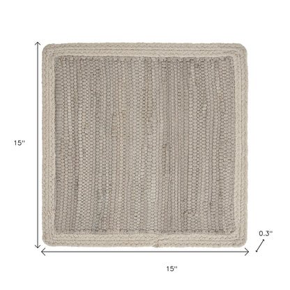 15" Set of Four Natural Solid With Border Cotton Square Placemats-5