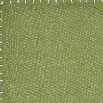 15" Set of Four Natural And Olive Green Embroidered Edge Cotton Square Placemats-4