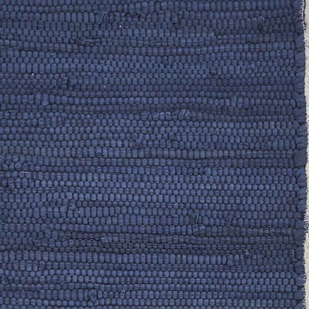 80" Navy Blue And Natural Solid With Border Cotton Table Runner - Loft&Timber