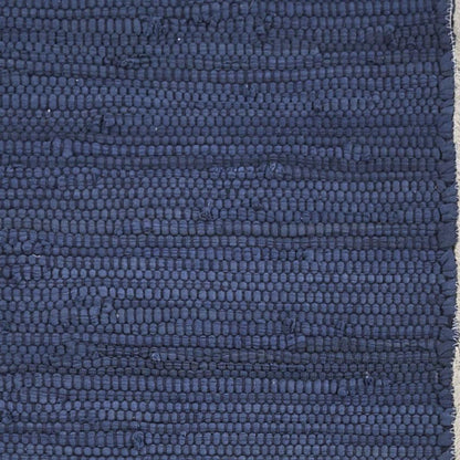 80" Navy Blue And Natural Solid With Border Cotton Table Runner - Loft&Timber