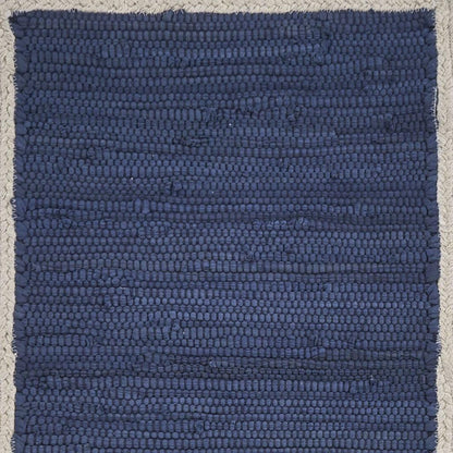 80" Navy Blue And Natural Solid With Border Cotton Table Runner - Loft&Timber