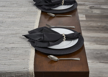 80" Light Gray And Natural Solid With Border Cotton Table Runner - Loft&Timber