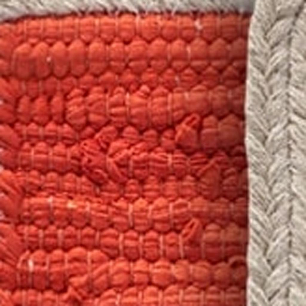 19" Set of Four Orange And Natural Solid With Border Cotton Placemats - Loft&Timber