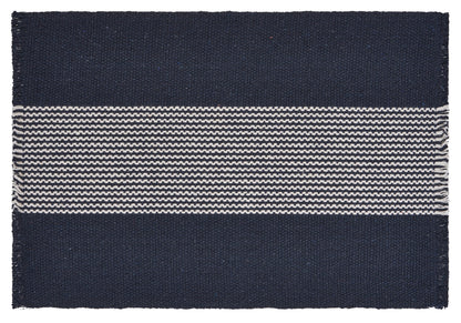19" Set of Four Navy Blue And White Striped Cotton Placemats - Loft&Timber