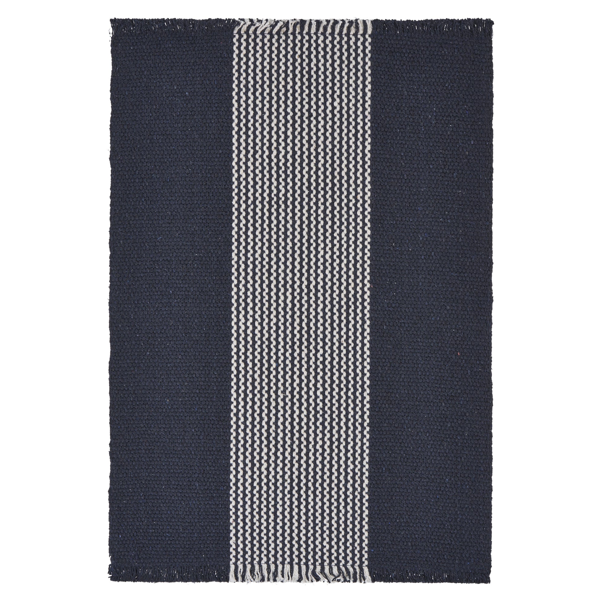 19" Set of Four Navy Blue And White Striped Cotton Placemats - Loft&Timber