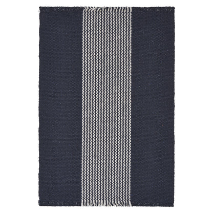 19" Set of Four Navy Blue And White Striped Cotton Placemats - Loft&Timber