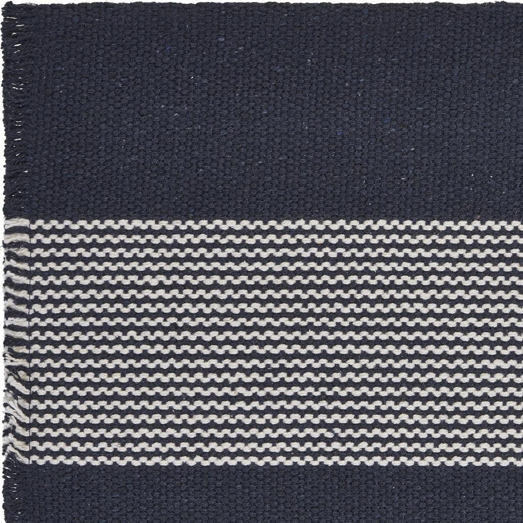 19" Set of Four Navy Blue And White Striped Cotton Placemats - Loft&Timber