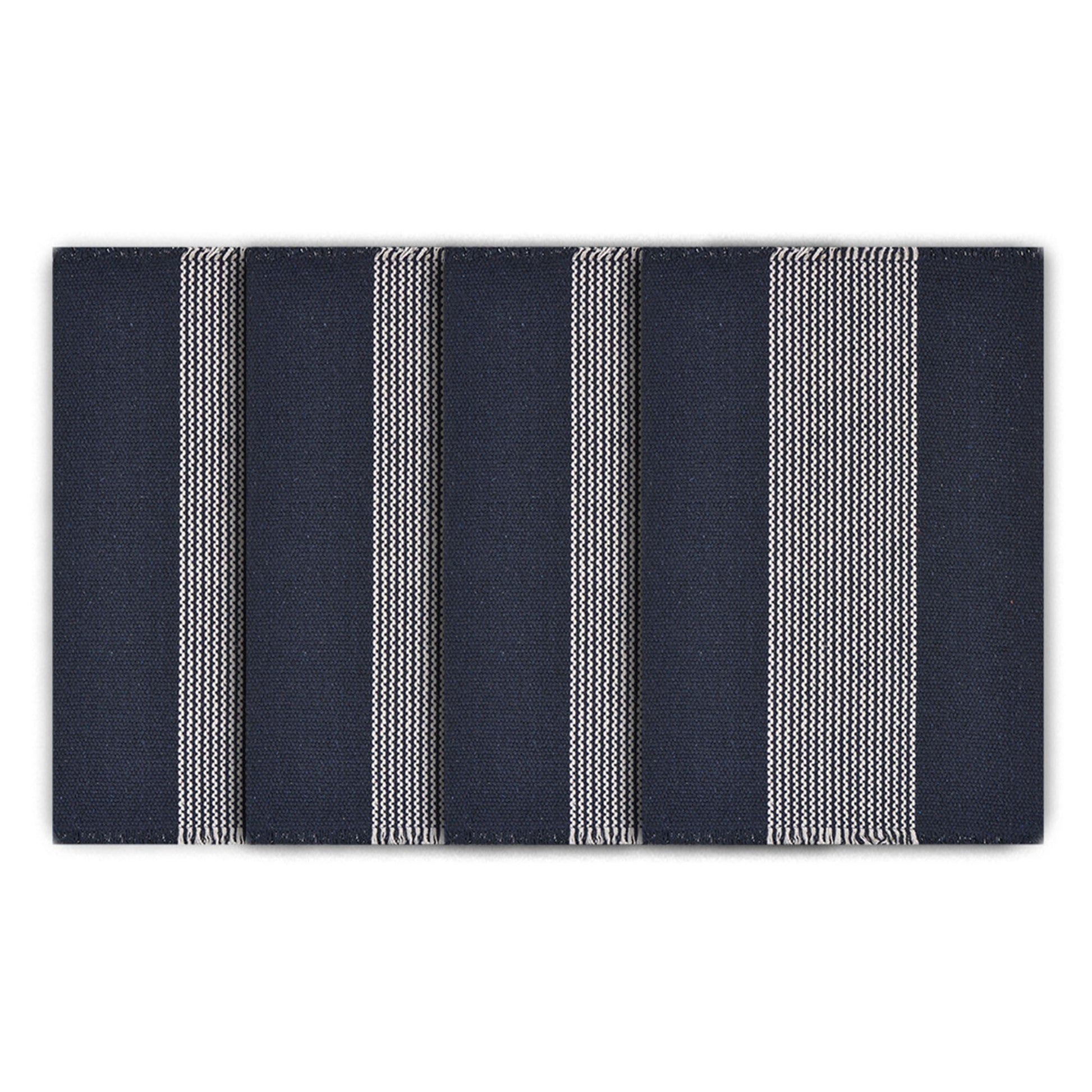 19" Set of Four Navy Blue And White Striped Cotton Placemats - Loft&Timber