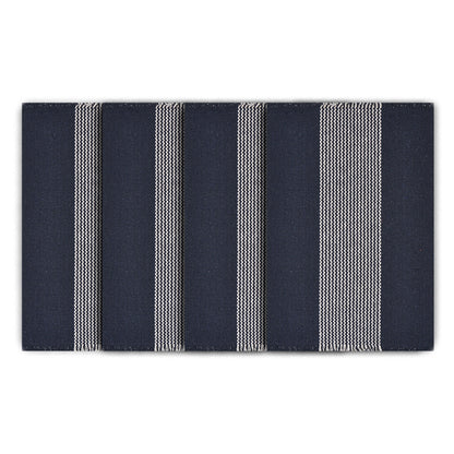 19" Set of Four Navy Blue And White Striped Cotton Placemats - Loft&Timber