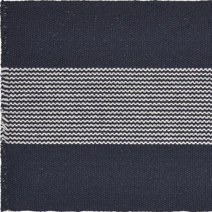 19" Set of Four Navy Blue And White Striped Cotton Placemats - Loft&Timber