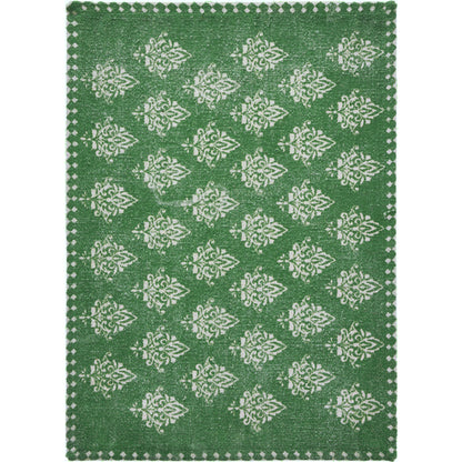 19" Set of Four Green And Cream Geometric Medallion Cotton Placemats - Loft&Timber