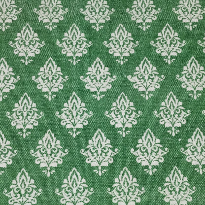 19" Set of Four Green And Cream Geometric Medallion Cotton Placemats - Loft&Timber