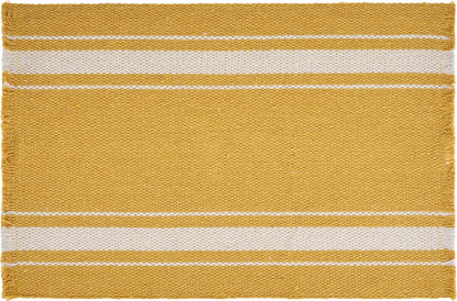 19" Set of Four Yellow And White Striped Cotton Placemats - Loft&Timber