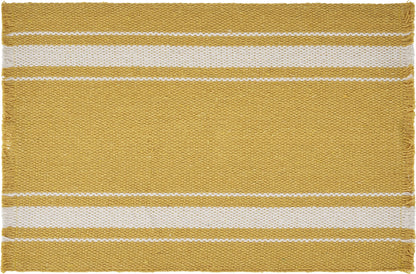 19" Set of Four Yellow And White Striped Cotton Placemats - Loft&Timber