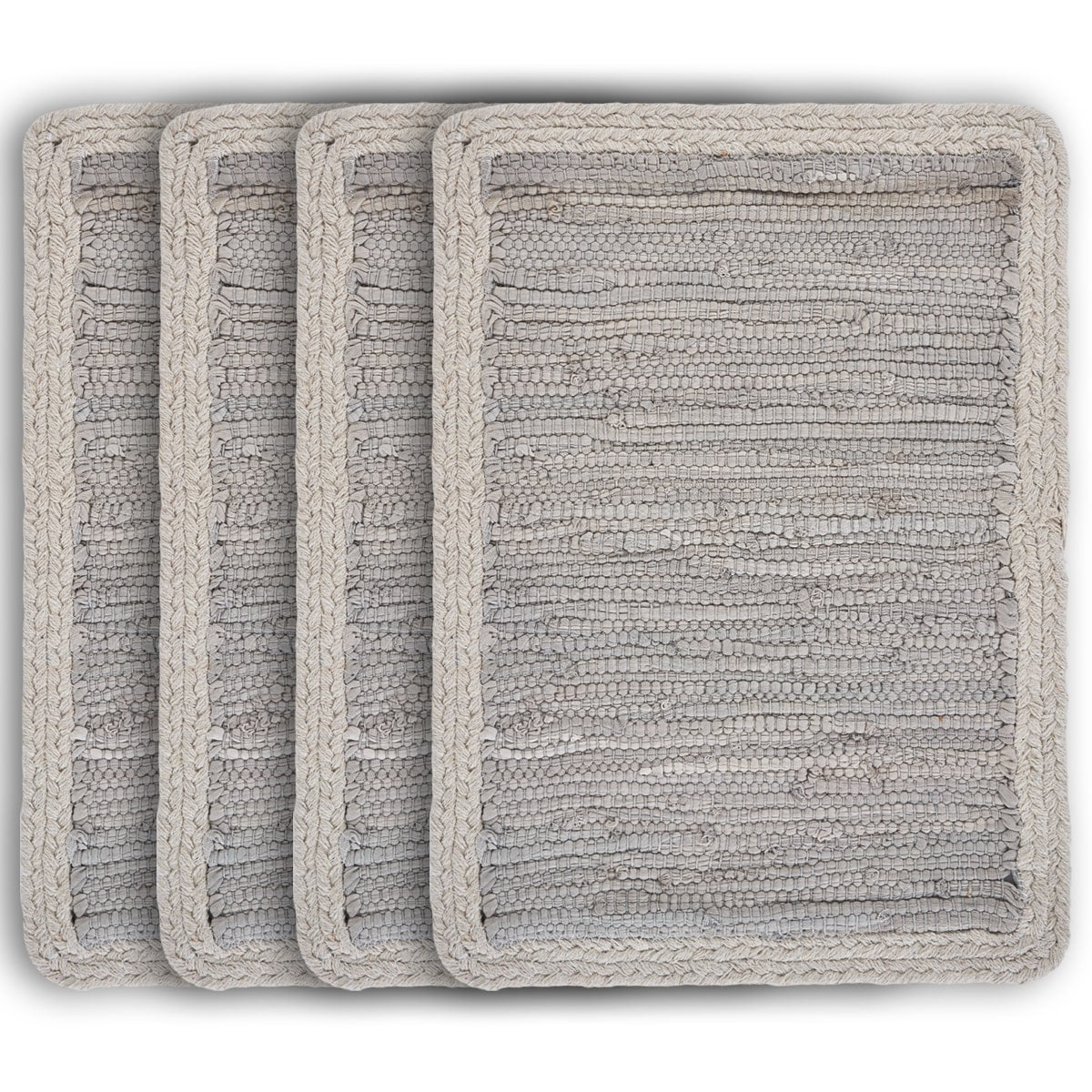 19" Set of Four Gray And Natural Cotton Placemats - Loft&Timber