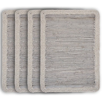 19" Set of Four Gray And Natural Cotton Placemats - Loft&Timber