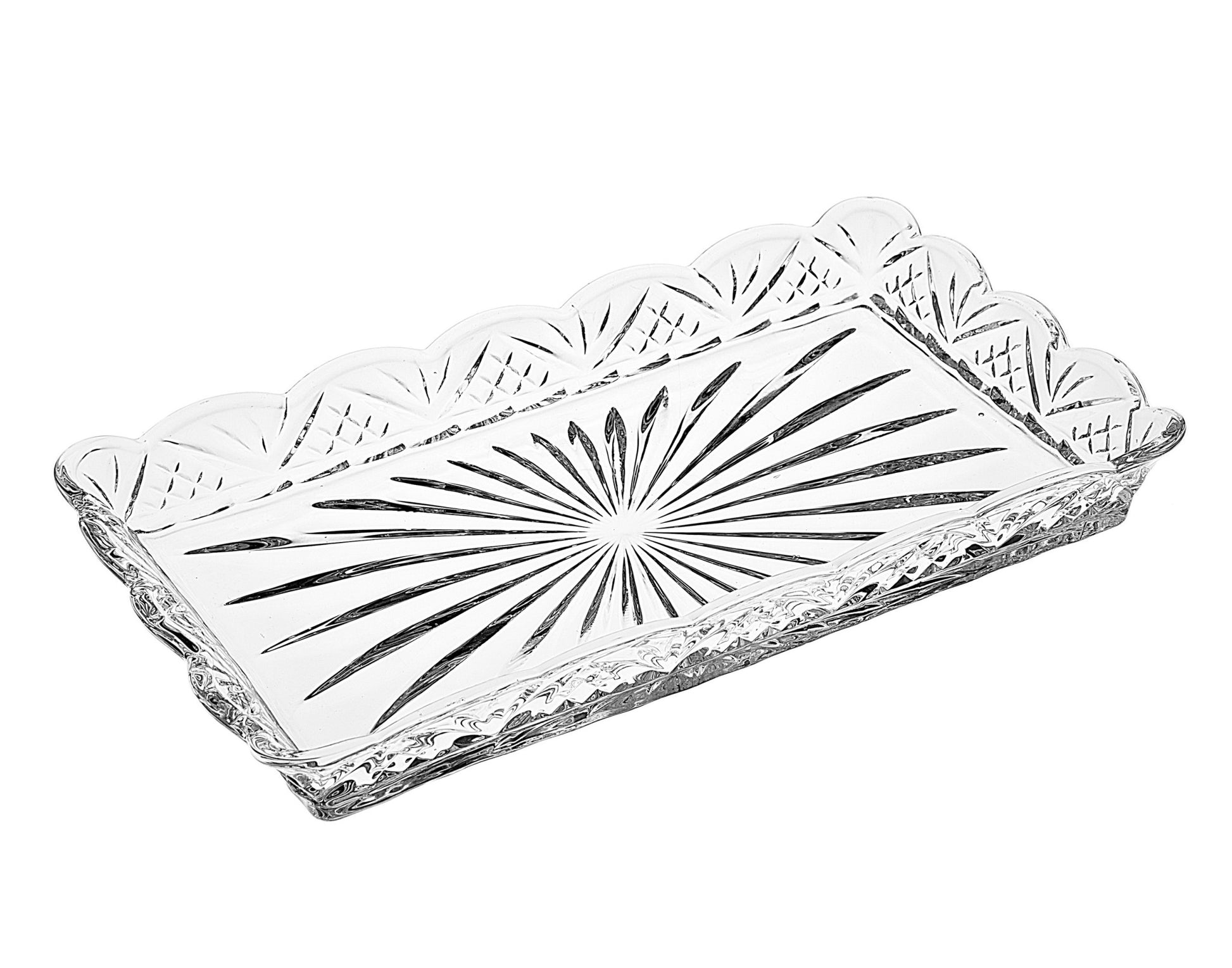 10" Clear Rectangular Cut Crystal Serving Tray - Loft&Timber