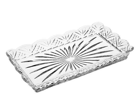 10" Clear Rectangular Cut Crystal Serving Tray - Loft&Timber