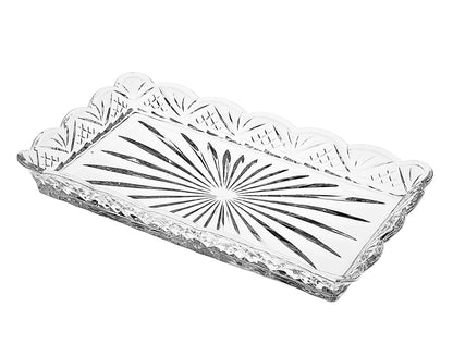 10" Clear Rectangular Cut Crystal Serving Tray - Loft&Timber