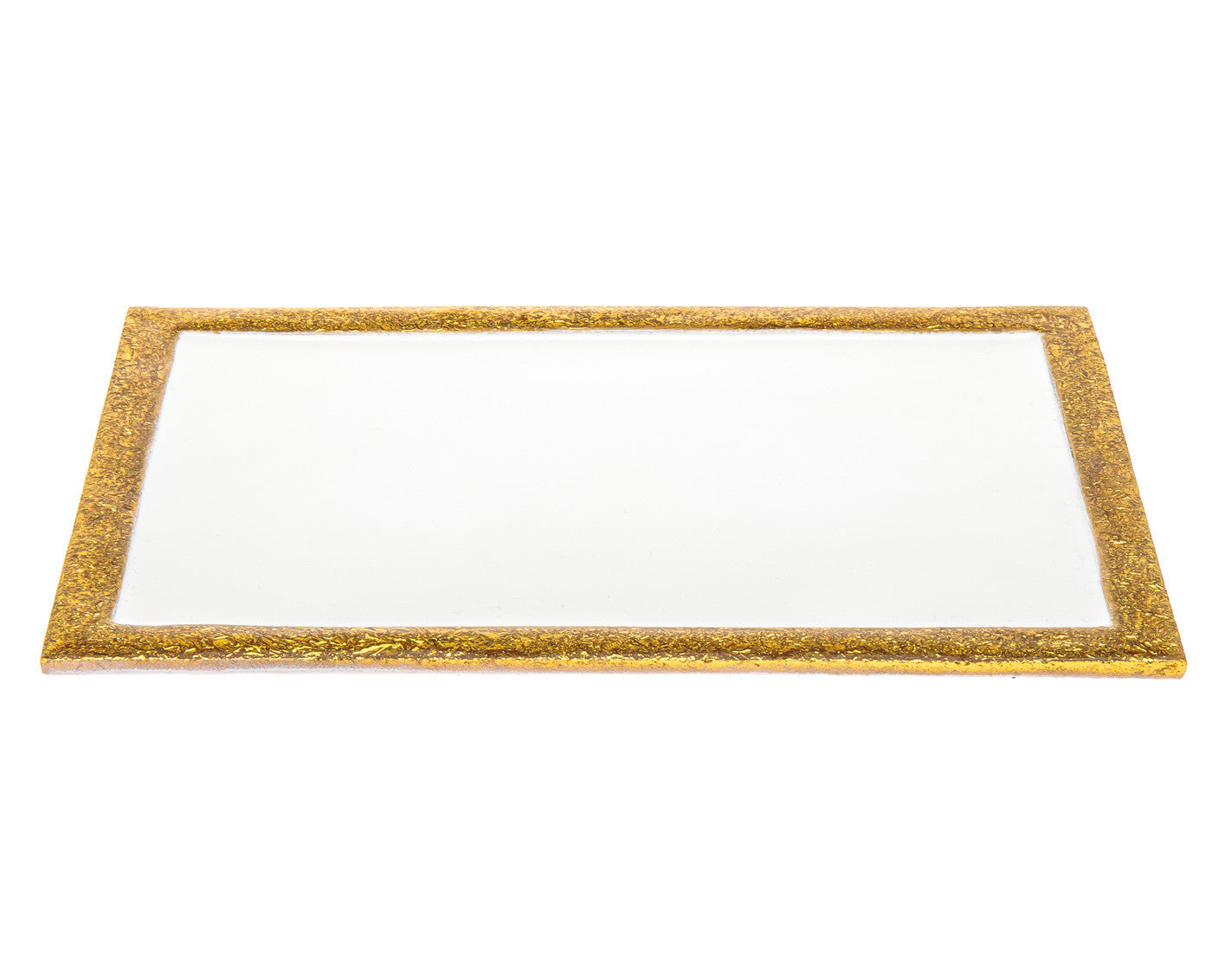 9" Gold and White Rectangular Metal Serving Tray - Loft&Timber