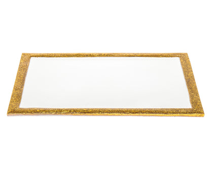 9" Gold and White Rectangular Metal Serving Tray - Loft&Timber