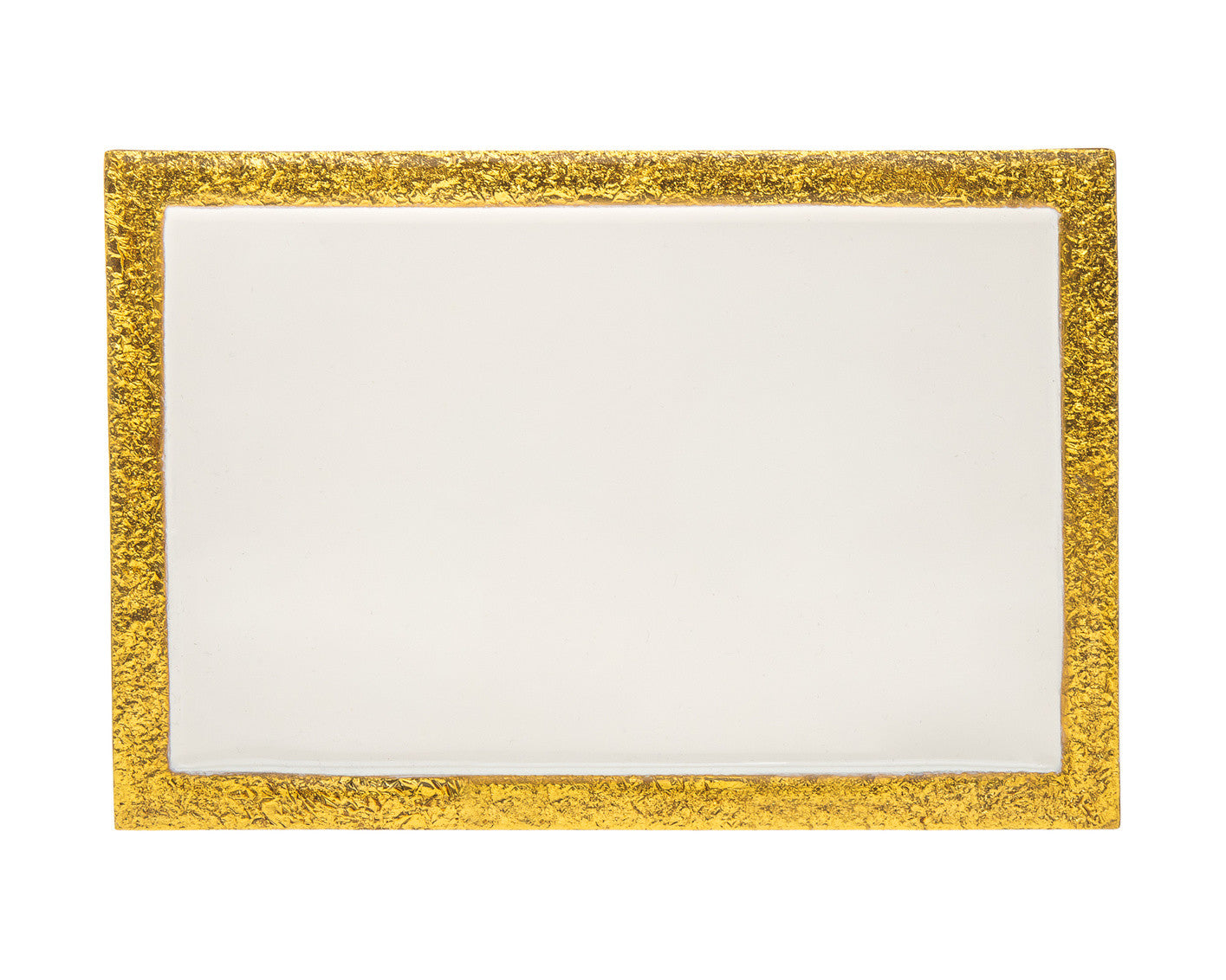 9" Gold and White Rectangular Metal Serving Tray - Loft&Timber