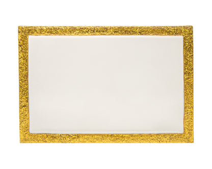 9" Gold and White Rectangular Metal Serving Tray - Loft&Timber