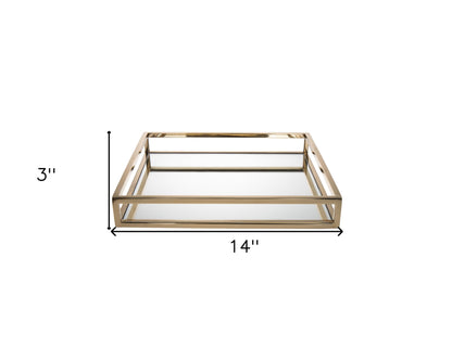 14" Gold Square Metal Serving Tray - Loft&Timber