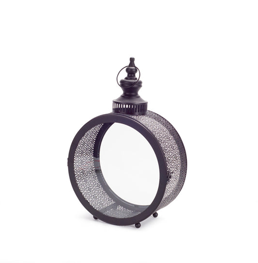 18" Black Ornate Metal Centerpiece Lantern Candle Holder - Loft&Timber