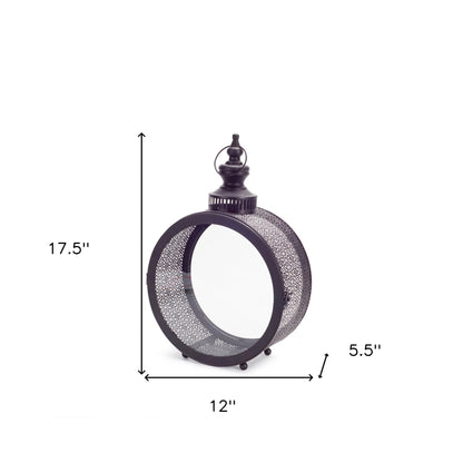 18" Black Ornate Metal Centerpiece Lantern Candle Holder - Loft&Timber