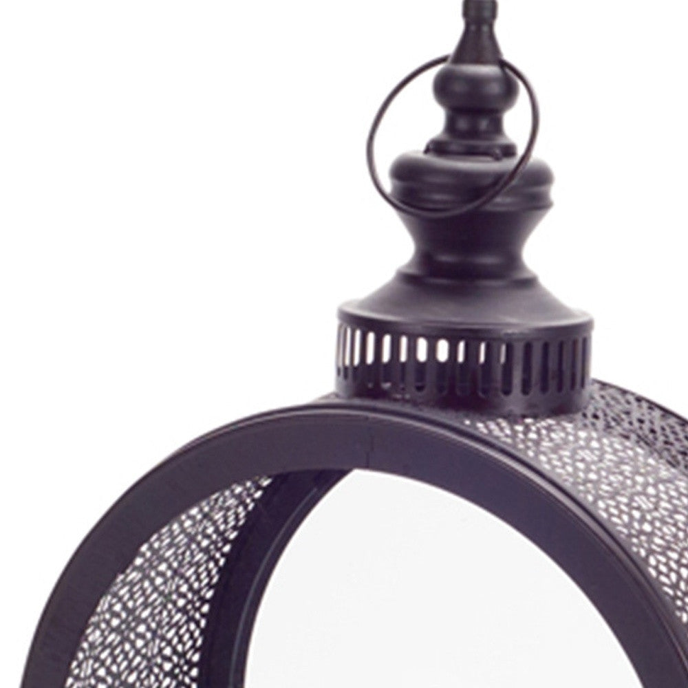18" Black Ornate Metal Centerpiece Lantern Candle Holder - Loft&Timber