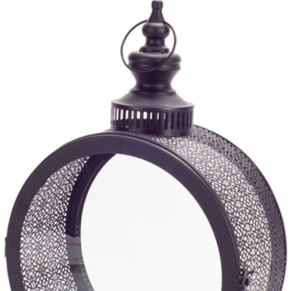 18" Black Ornate Metal Centerpiece Lantern Candle Holder - Loft&Timber
