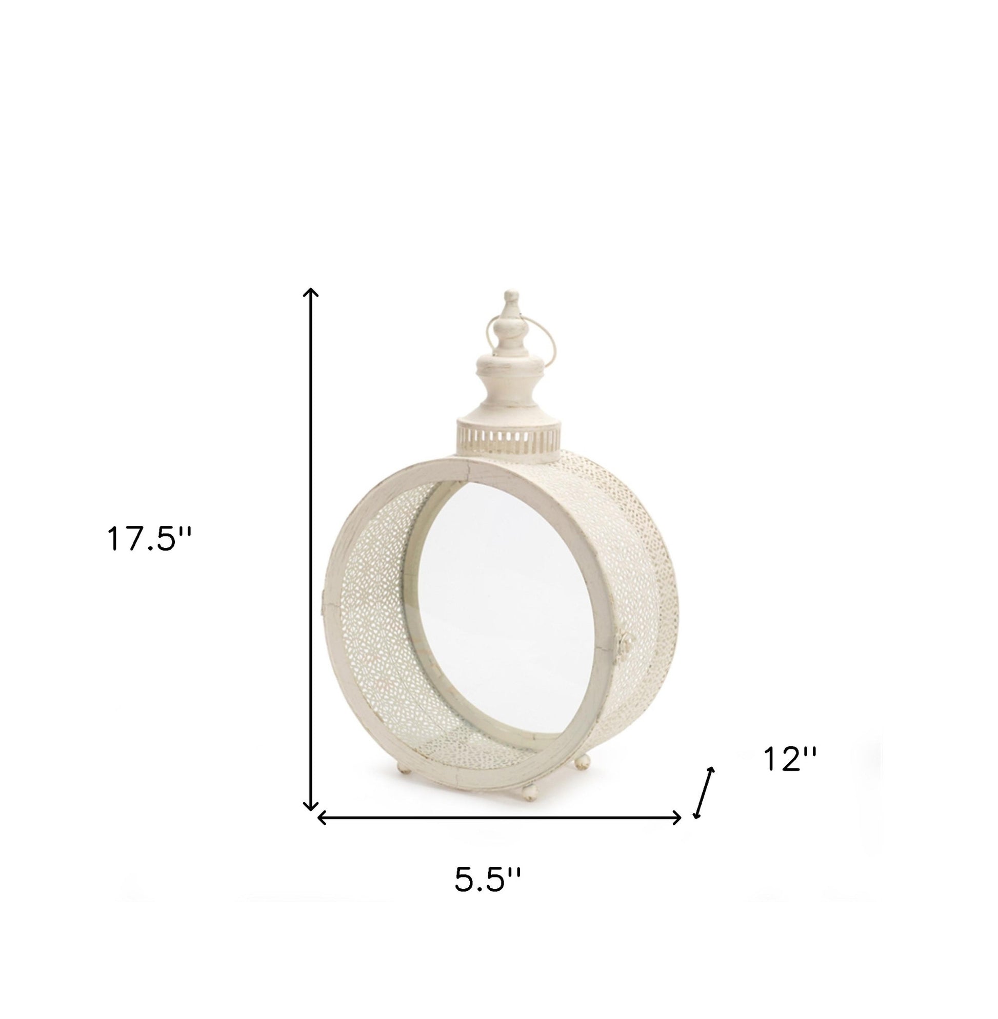 18" Ivory Ornate Metal Floor Lantern Candle Holder - Loft&Timber