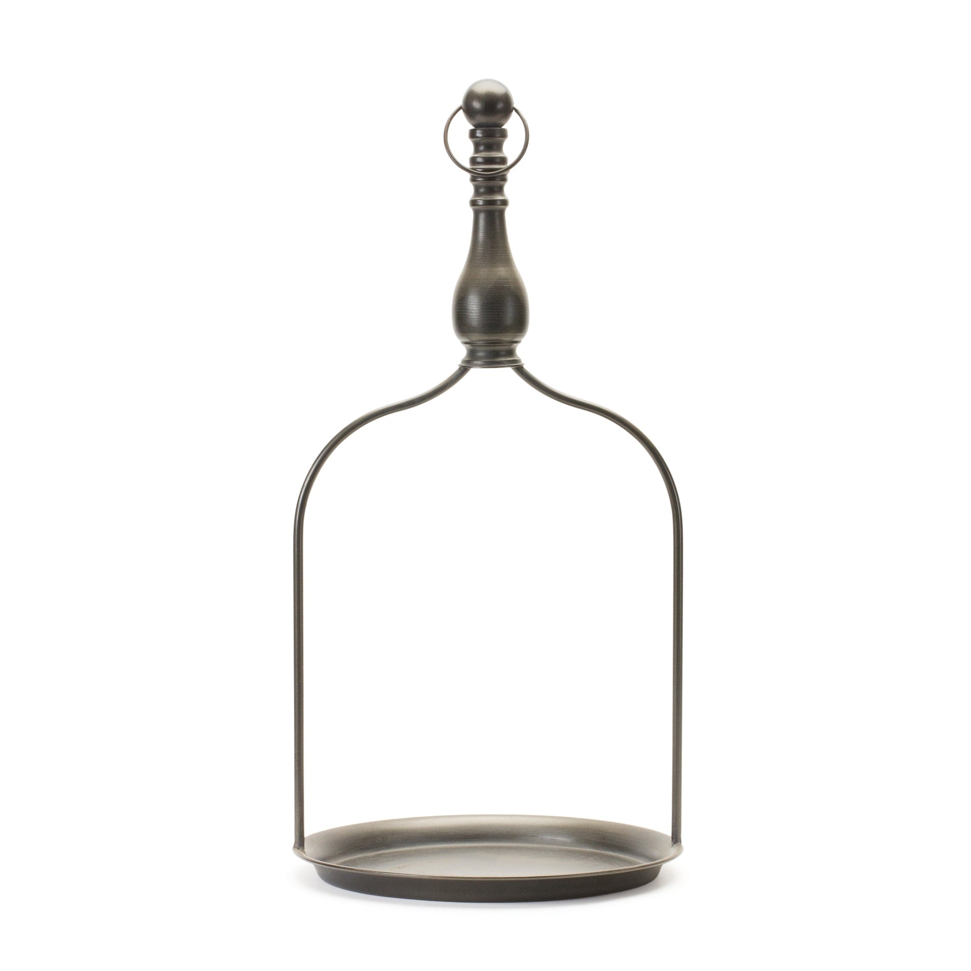 24" Brown Distressed Iron Tabletop Dish Candle Holder - Loft&Timber