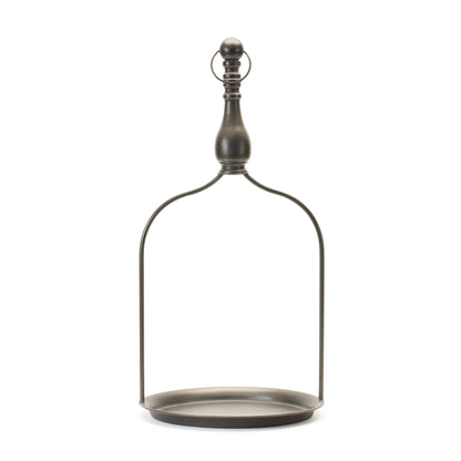 24" Brown Distressed Iron Tabletop Dish Candle Holder - Loft&Timber