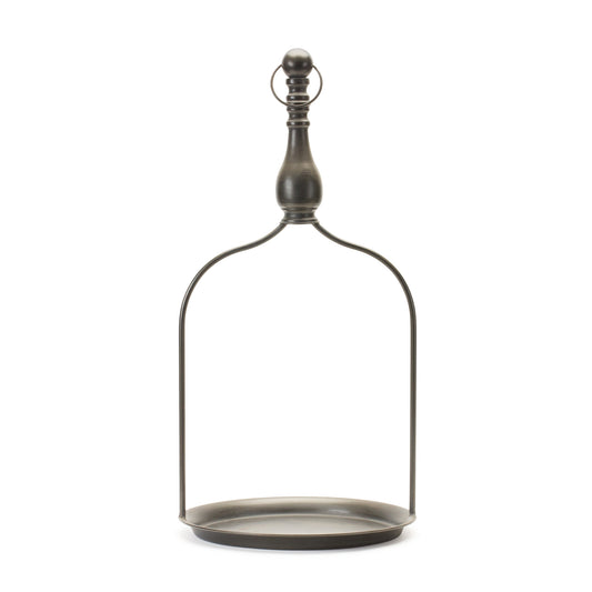 24" Brown Distressed Iron Tabletop Dish Candle Holder - Loft&Timber