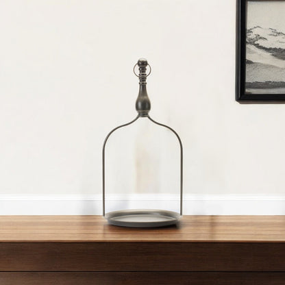 24" Brown Distressed Iron Tabletop Dish Candle Holder - Loft&Timber