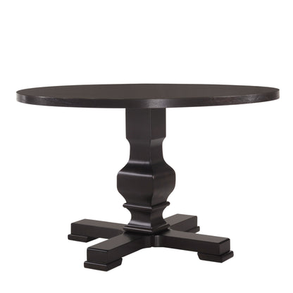 47" Black Rounded Solid Wood Pedestal Base Dining Table - Loft&Timber