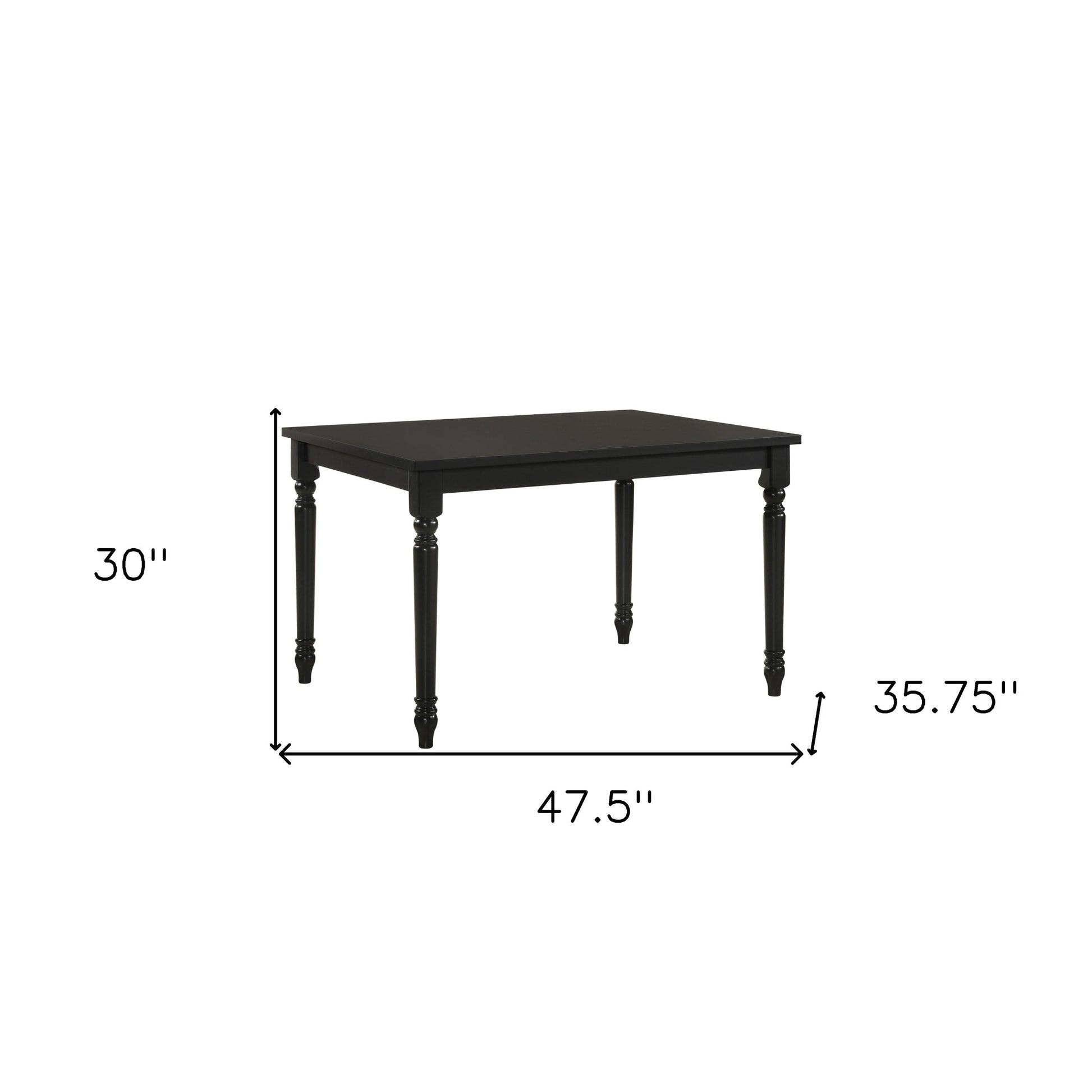 48" Black Solid Wood Dining Table - Loft&Timber